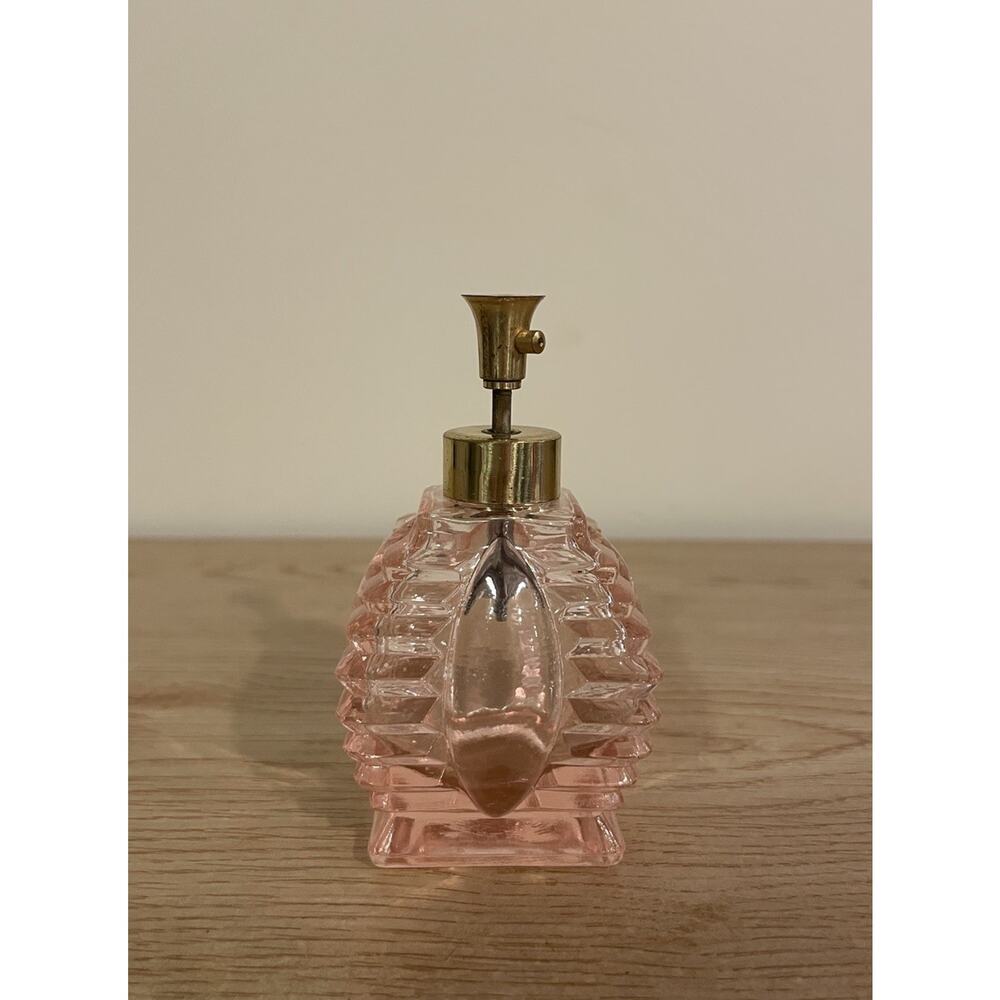 VTG Rare Design 3.5” I W Rice Pink Square Perfume Bottle Atomizer READ
